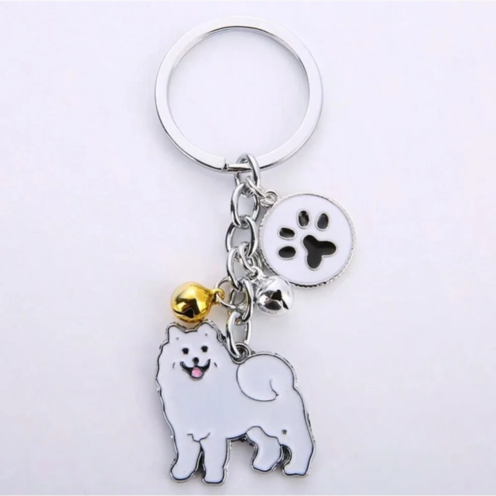 Samoyed keychain dog PET Key Chain Metal Pendant ring Car Bag Charm Gift Purse